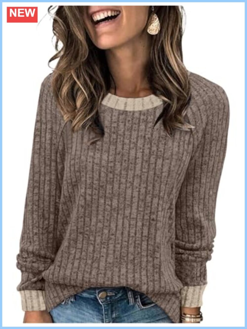 Color Block Long Sleeve Tunic Sweater for Women Lightweight Chenille Knit